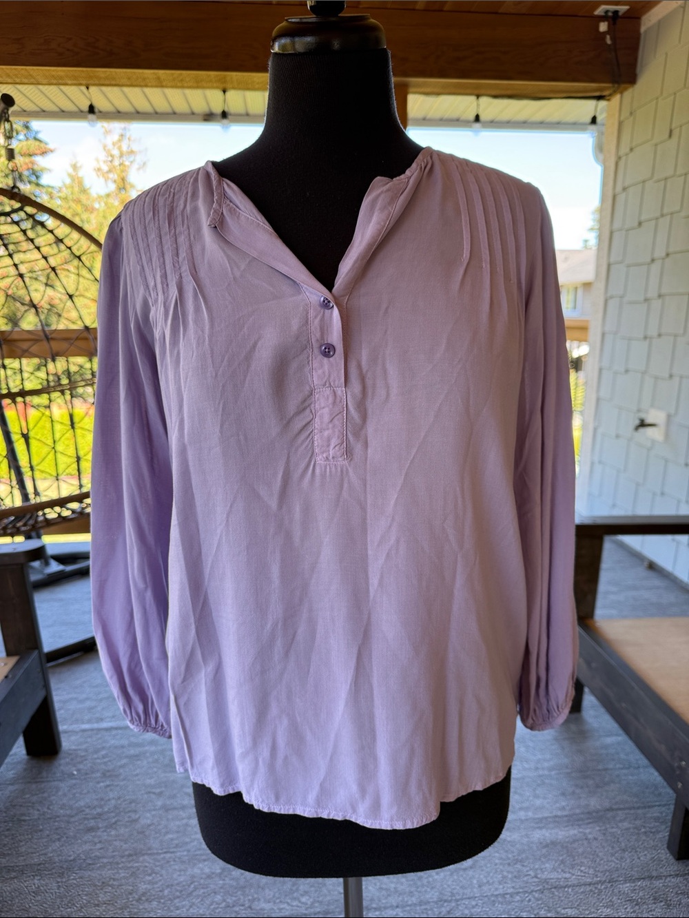 Velvet by Graham & Spencer | Lilac Pleated Viscose Blouse